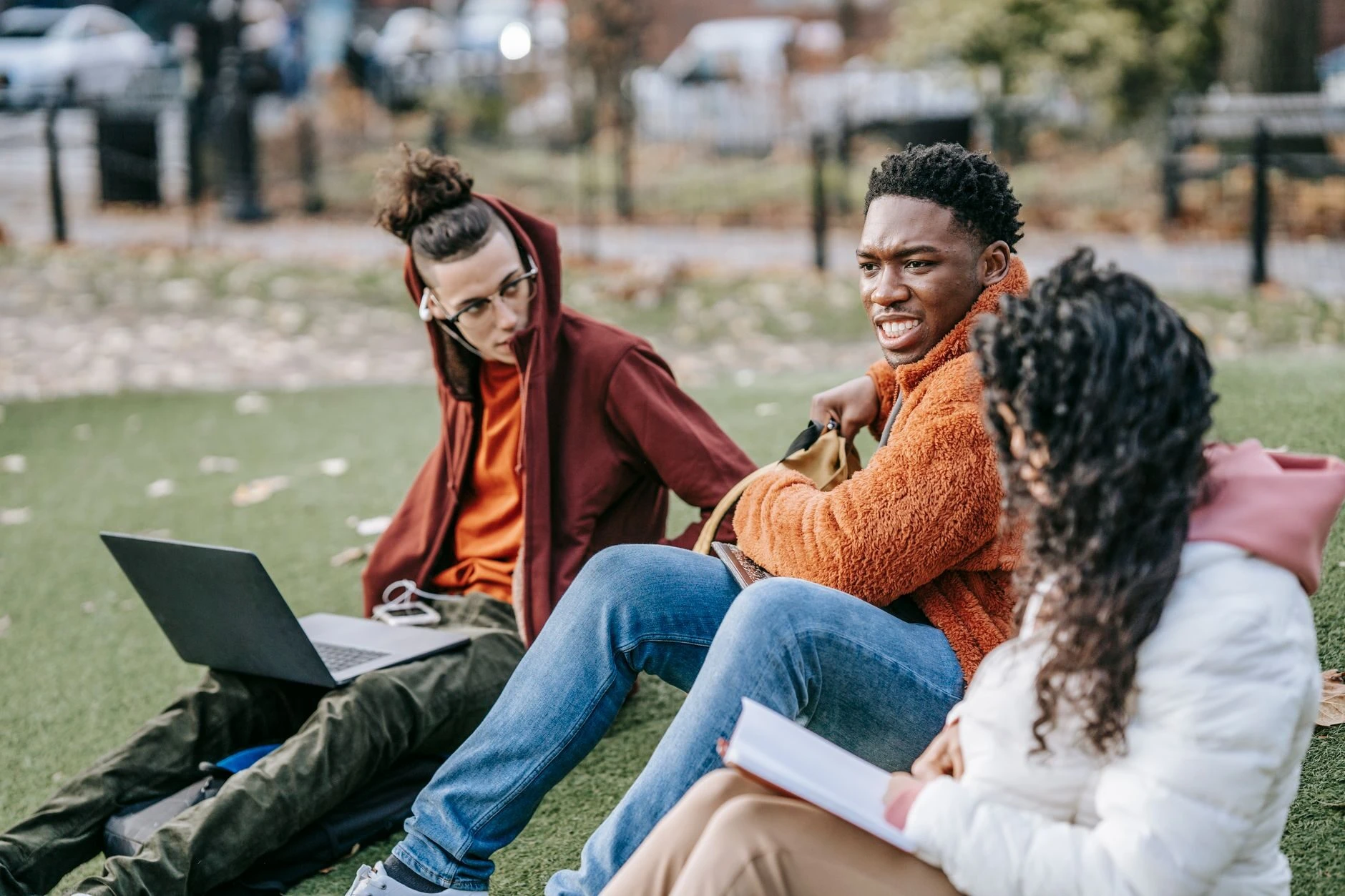 "Students collaborating in a campus club meeting"